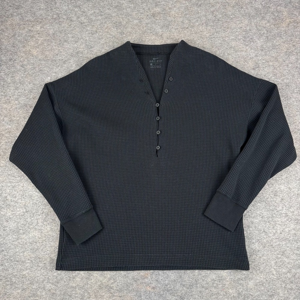 Nike Yoga‎ Dri Fit Waffle Knit Button Front Long Sleeve Shirt Womens Small S